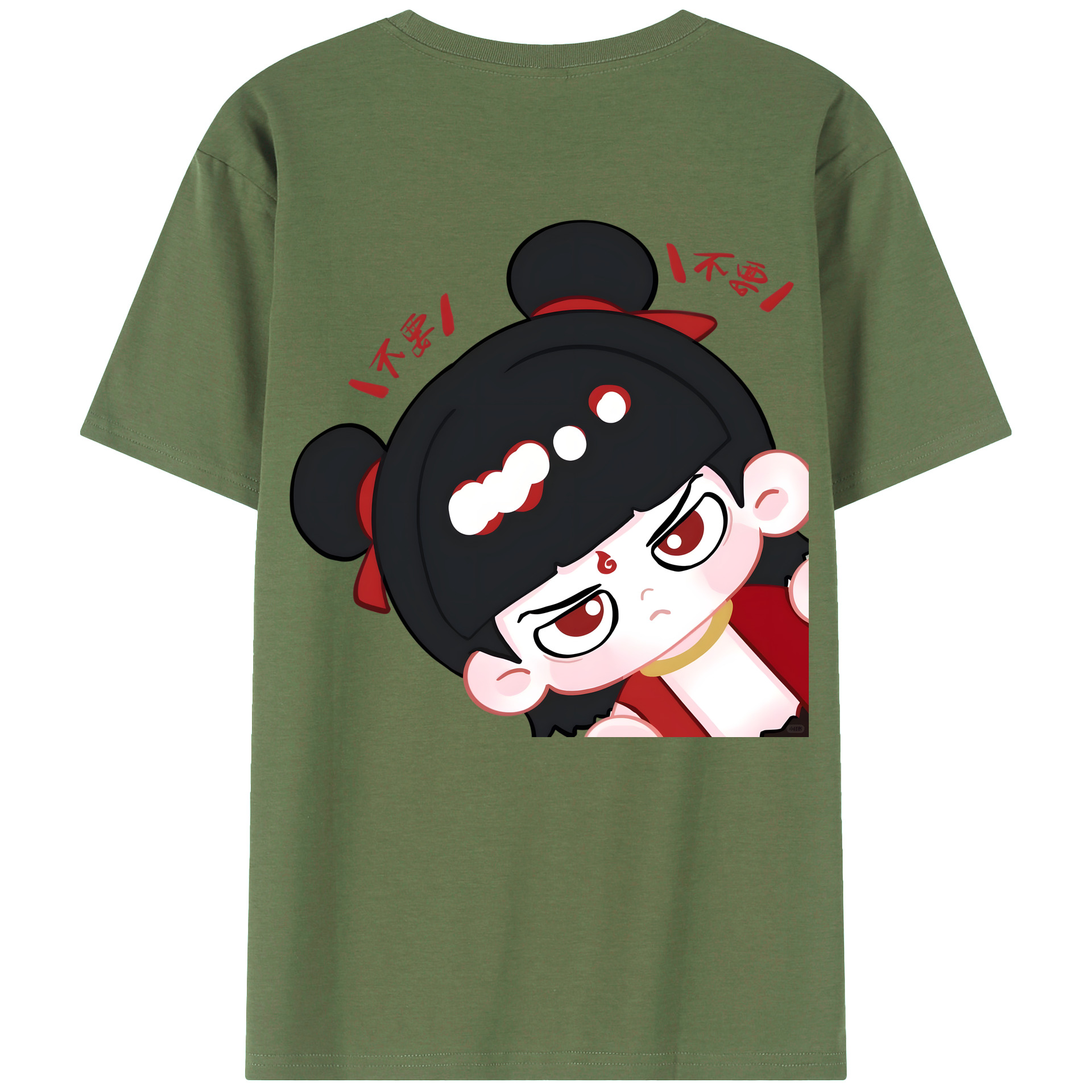 （画像用） Ne Zha 2 ナタ 魔童の大暴れ 綿100％ メンズ半袖Tシャツ（バックプリント） 通気性